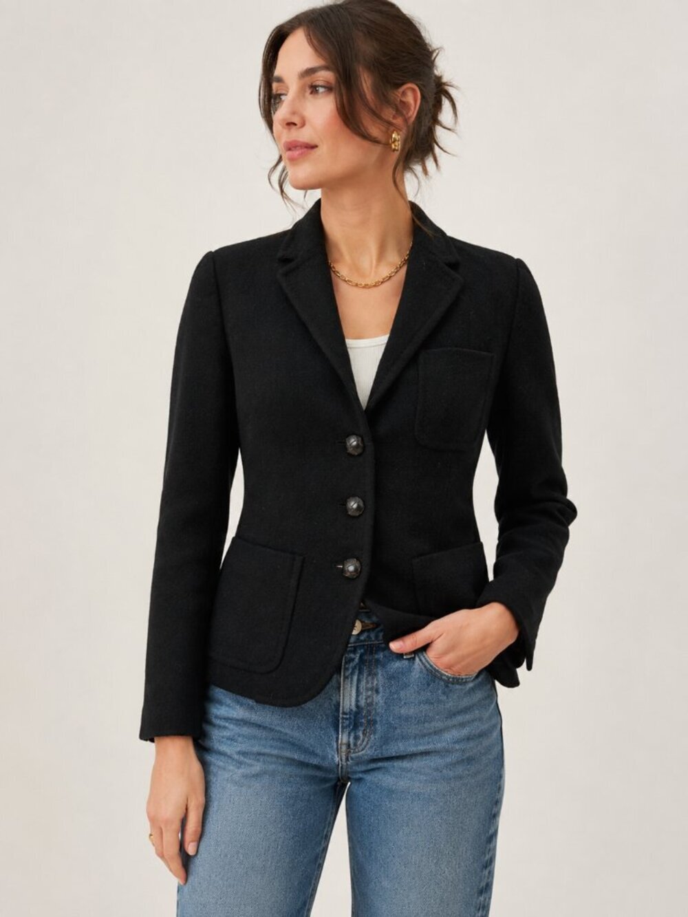 J.Crew Robert Noble Scottish Wool Black Blazer Jacket Women's Tailored